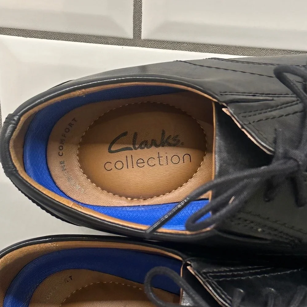 Clarks Mens 9.5 Dress Shoes Black Leather Derby Extreme Comfort Professional